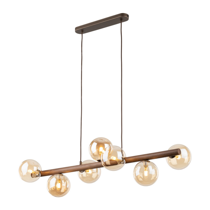 Lampa wisząca Estera Wood TK Lighting | 7 punktów, szkło, 90cm