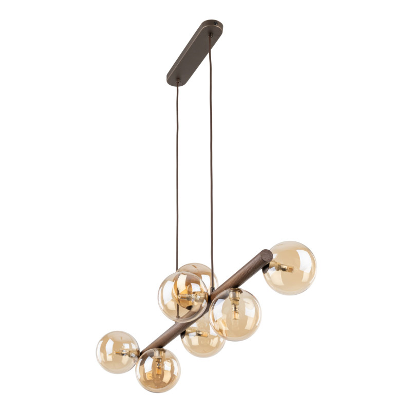 Lampa wisząca Estera Wood TK Lighting | 7 punktów, szkło, 90cm
