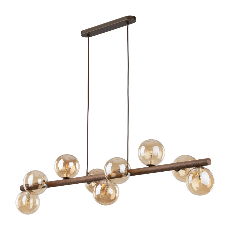 Lampa wisząca Estera Wood TK Lighting - 9 punktów, bursztyn