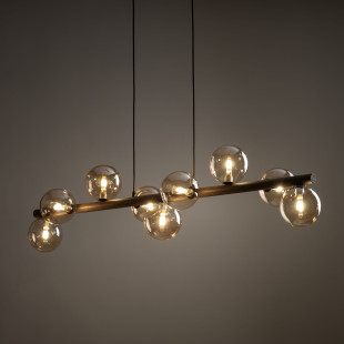 Lampa wisząca Estera Wood TK Lighting - 9 punktów, bursztyn