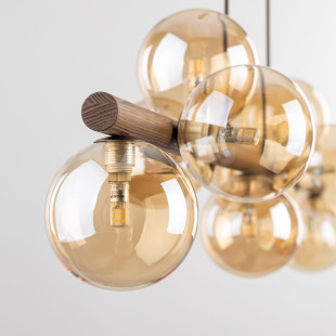 Lampa wisząca Estera Wood TK Lighting - 9 punktów, bursztyn