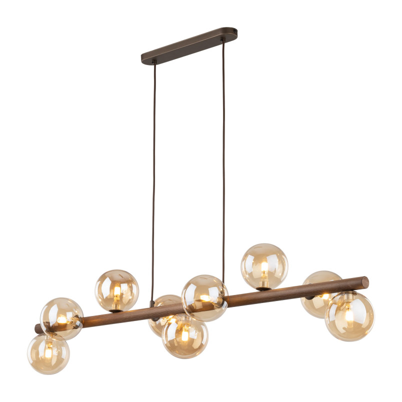 Lampa wisząca Estera Wood TK Lighting - 9 punktów, bursztyn