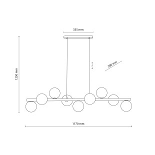 Lampa wisząca Estera Wood TK Lighting - 9 punktów, bursztyn