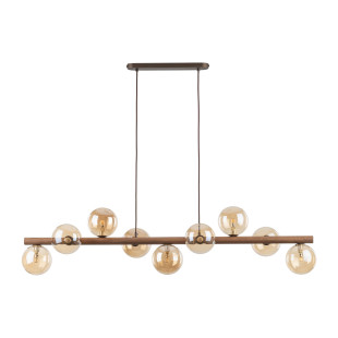Lampa wisząca Estera Wood TK Lighting - 9 punktów, bursztyn