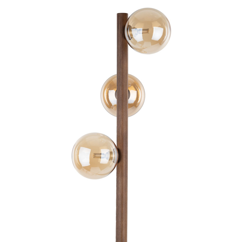 Lampa podłogowa Estera Wood TK Lighting | 3 szklane kule