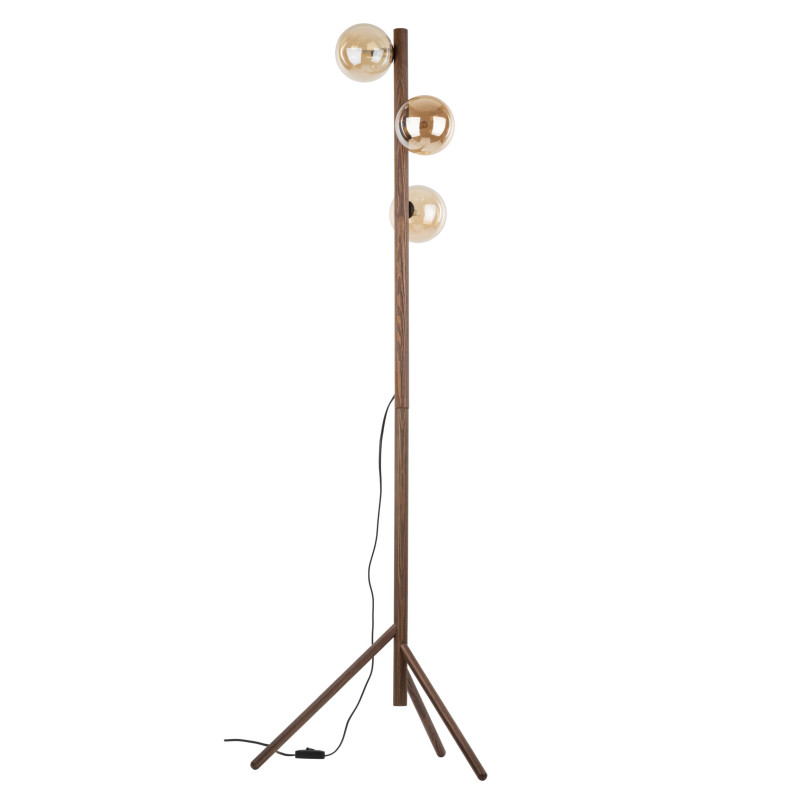 Lampa podłogowa Estera Wood TK Lighting | 3 szklane kule