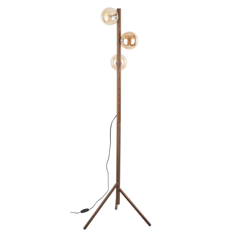 Lampa podłogowa Estera Wood TK Lighting | 3 szklane kule