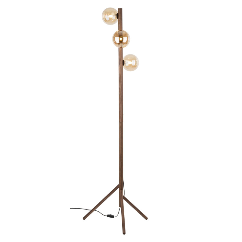 Lampa podłogowa Estera Wood TK Lighting | 3 szklane kule