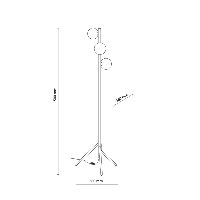 Lampa podłogowa Estera Wood TK Lighting | 3 szklane kule