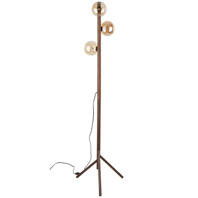 Lampa podłogowa Estera Wood TK Lighting | 3 szklane kule