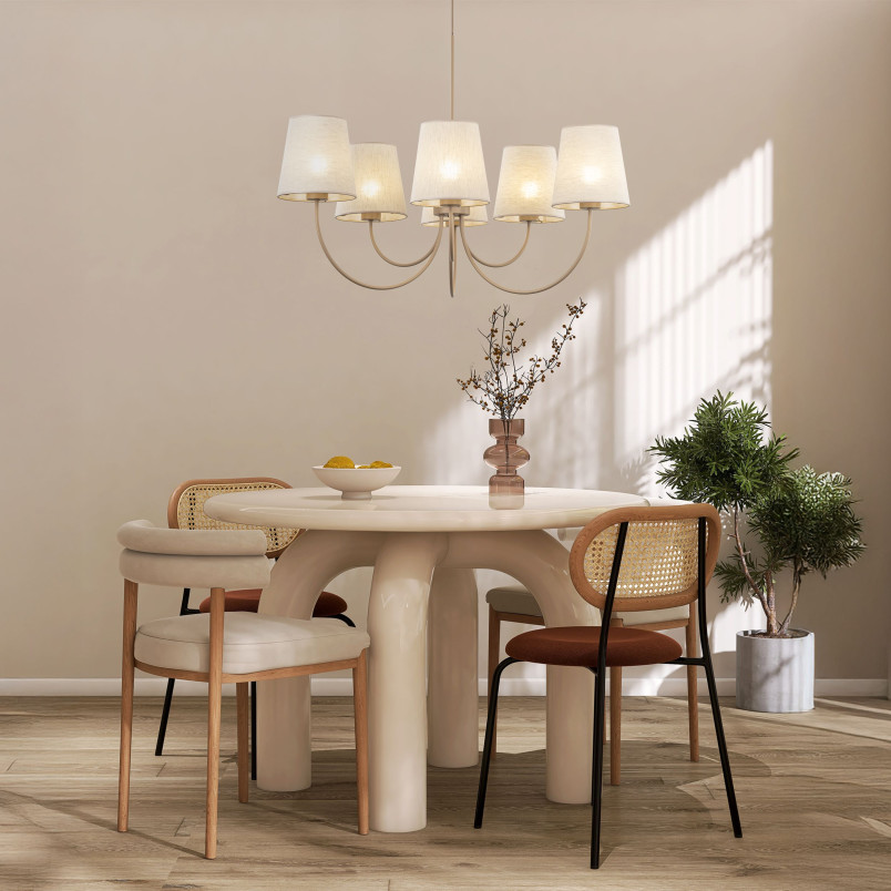 Żyrandol Candi 6 abażurów beżowy TK Lighting | Elegancki design