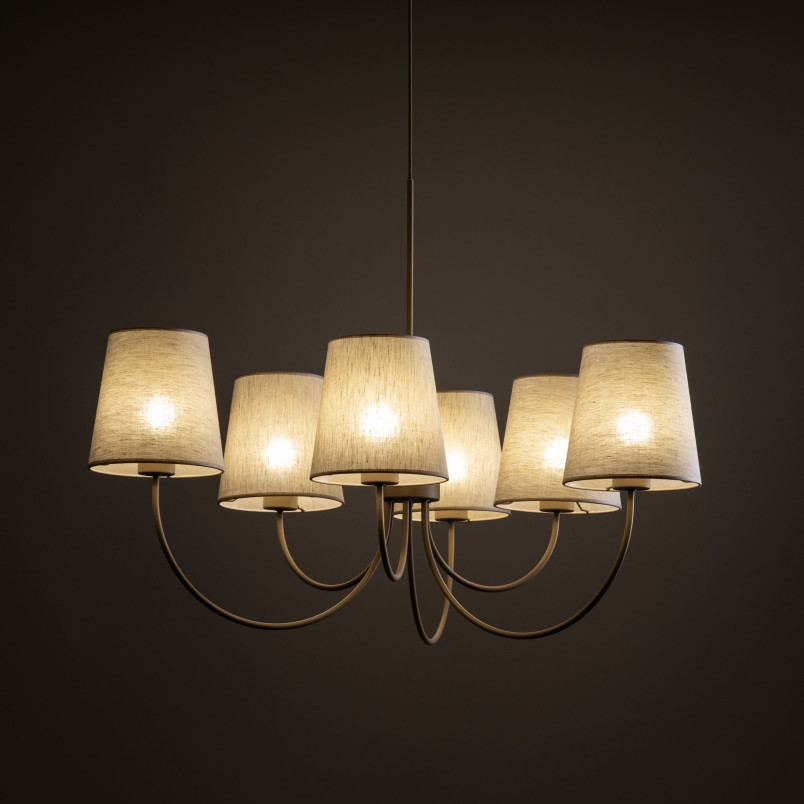 Żyrandol Candi 6 abażurów beżowy TK Lighting | Elegancki design