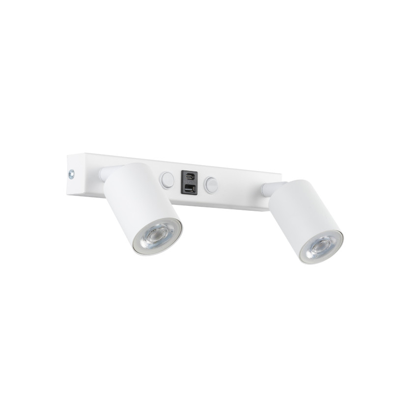 Kinkiet podwójny Nex biały TK Lighting | USB i włączniki