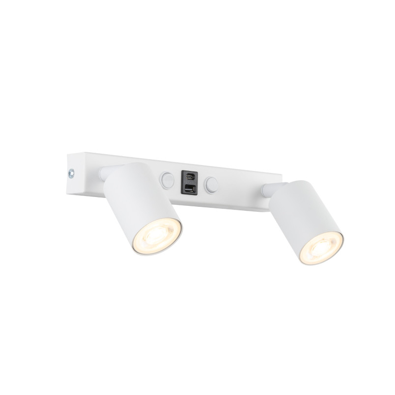 Kinkiet podwójny Nex biały TK Lighting | USB i włączniki