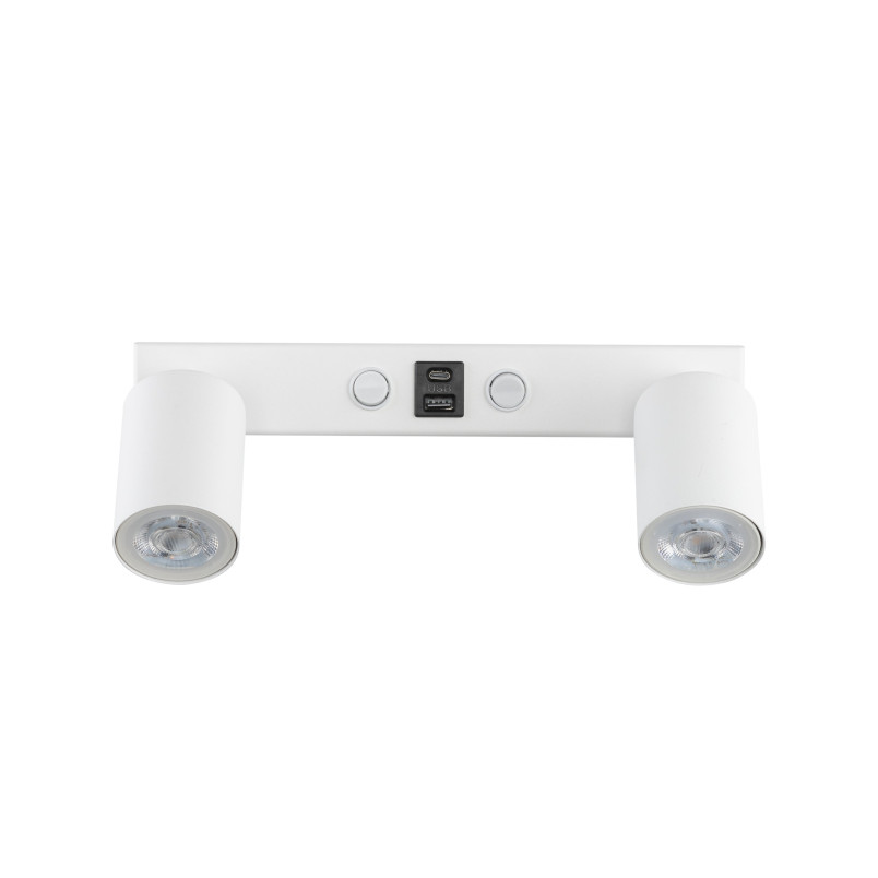 Kinkiet podwójny Nex biały TK Lighting | USB i włączniki