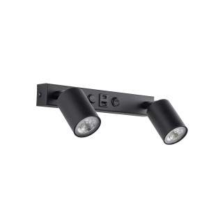 Kinkiet podwójny Nex czarny TK Lighting | USB i włączniki