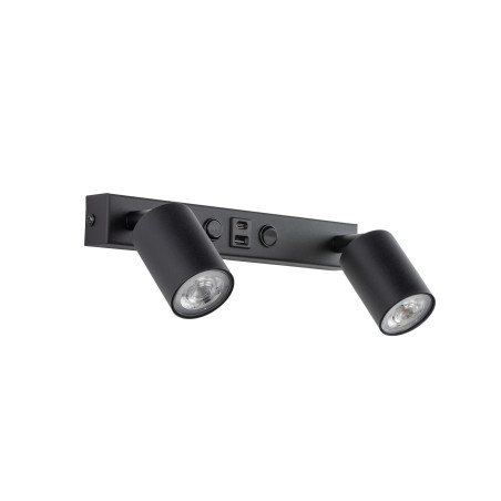Kinkiet podwójny Nex czarny TK Lighting | USB i włączniki