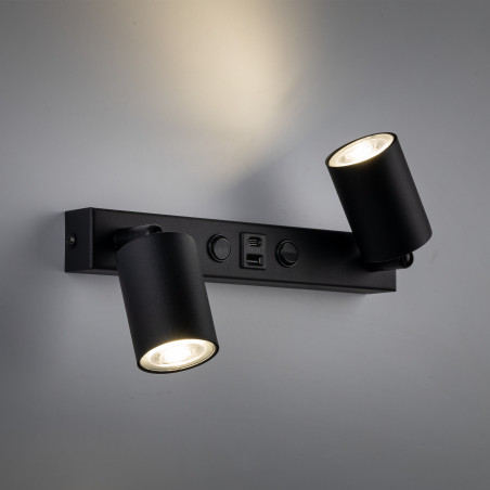 Kinkiet podwójny Nex czarny TK Lighting | USB i włączniki