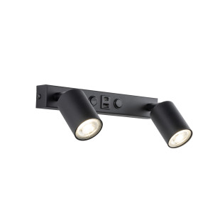 Kinkiet podwójny Nex czarny TK Lighting | USB i włączniki