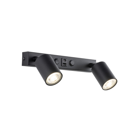 Kinkiet podwójny Nex czarny TK Lighting | USB i włączniki