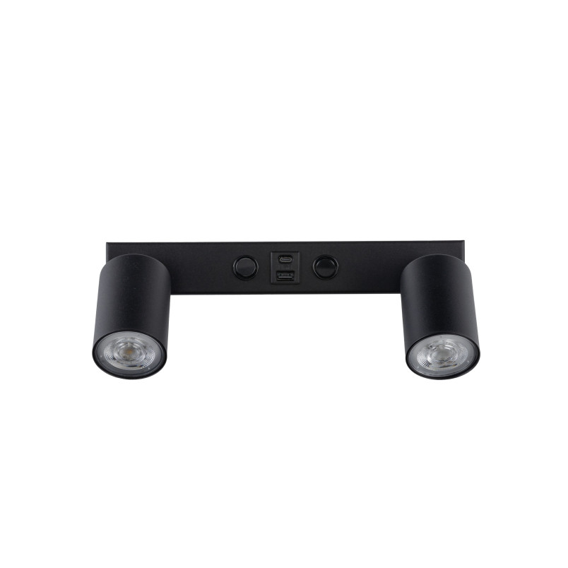 Kinkiet podwójny Nex czarny TK Lighting | USB i włączniki