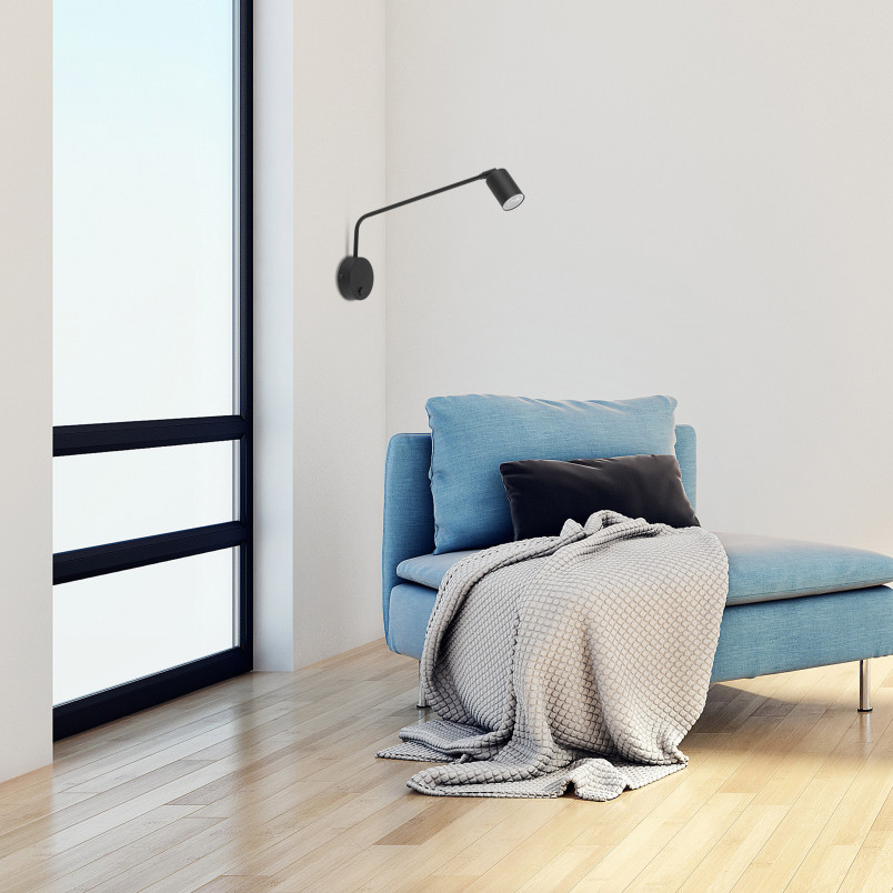 Kinkiet Nex czarny TK Lighting - tuba na wysięgniku z włącznikiem