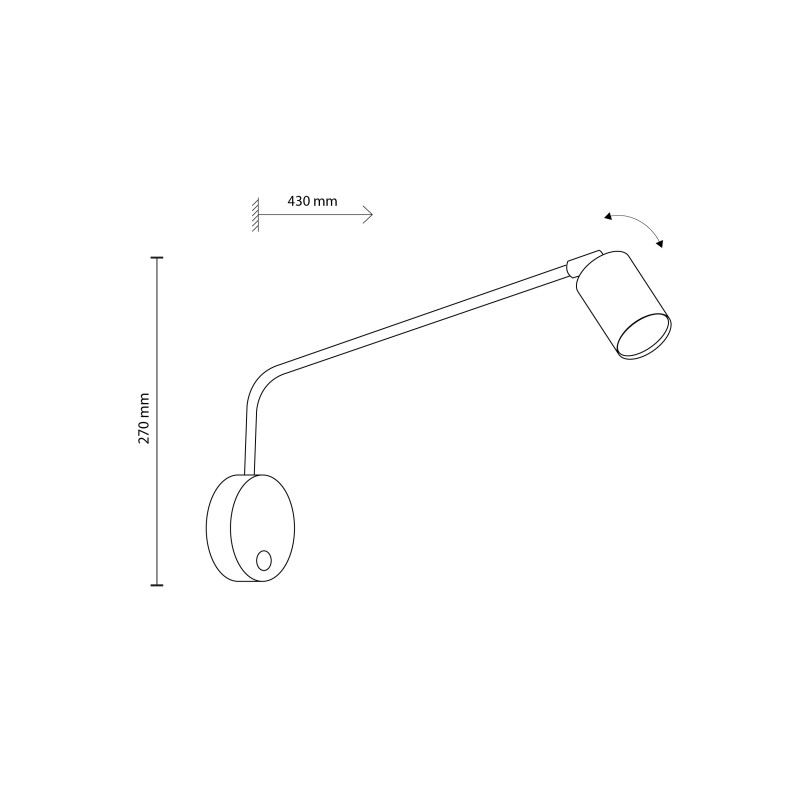 Kinkiet Nex czarny TK Lighting - tuba na wysięgniku z włącznikiem