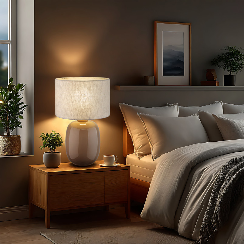 Lampa stołowa szklana Melody beżowa TK Lighting | Sklep z lampami