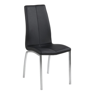 Krzesło Actona Asama - Nowoczesny design, Eko skóra, Czarny/Srebrny
