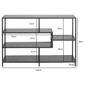 Regał loft Actona Seaford V | Czarny, 114x78cm | Styl Industrialny