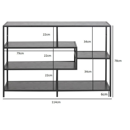 Regał loft Actona Seaford V | Czarny, 114x78cm | Styl Industrialny