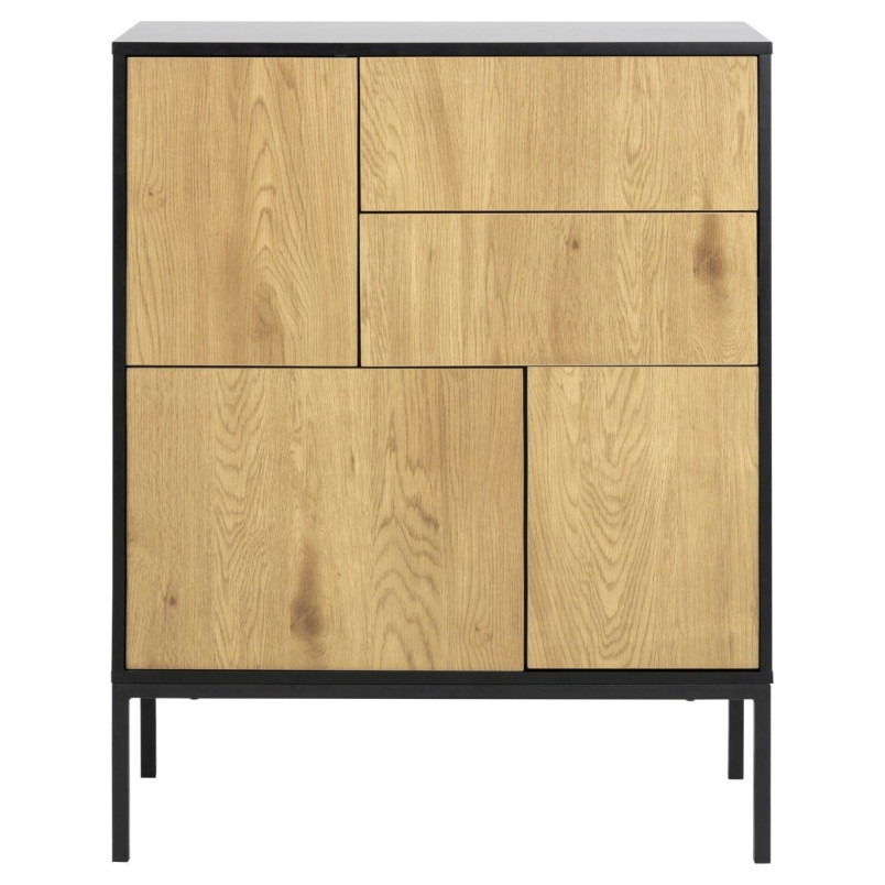 Komoda Actona Seaford III | Dąb Naturalny/Czarny - Stylowe Meble