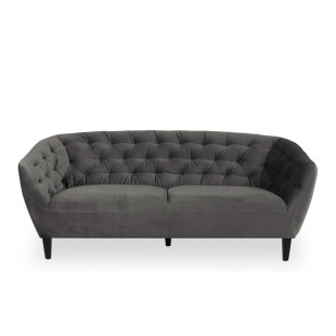Sofa welurowa 3-osobowa Actona Ria - Szara, Nowoczesny Design
