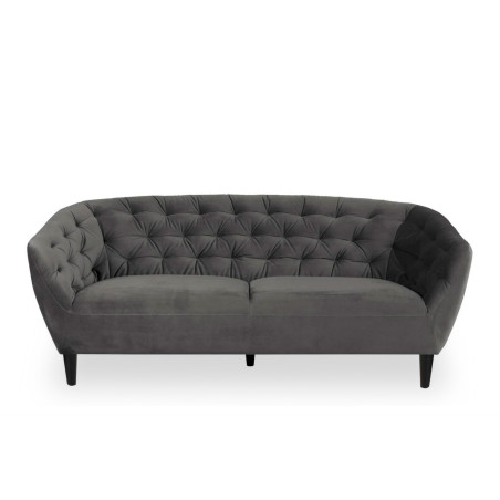 Sofa welurowa 3-osobowa Actona Ria - Szara, Nowoczesny Design