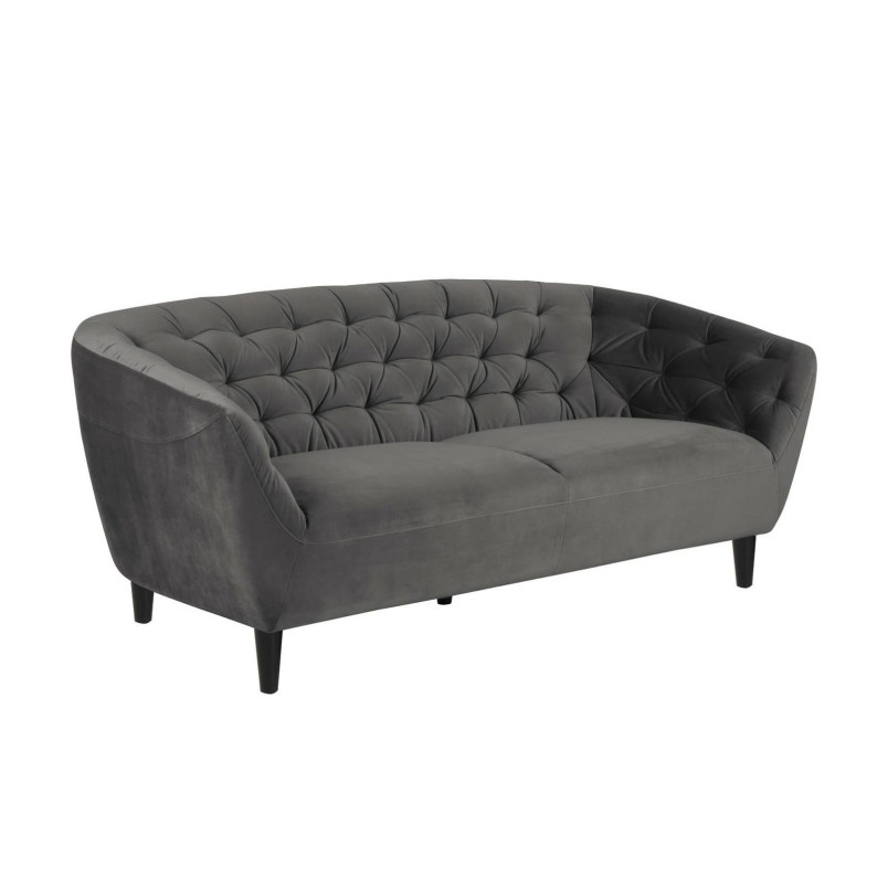 Sofa welurowa 3-osobowa Actona Ria - Szara, Nowoczesny Design