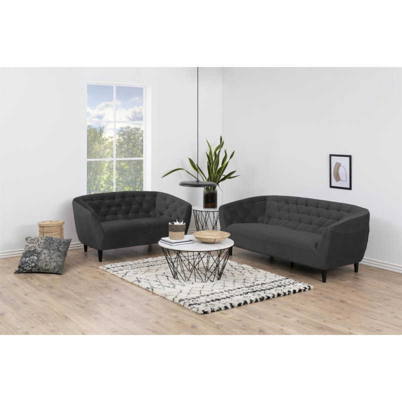 Sofa welurowa 3-osobowa Actona Ria - Szara, Nowoczesny Design