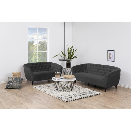 Sofa welurowa 3-osobowa Actona Ria - Szara, Nowoczesny Design