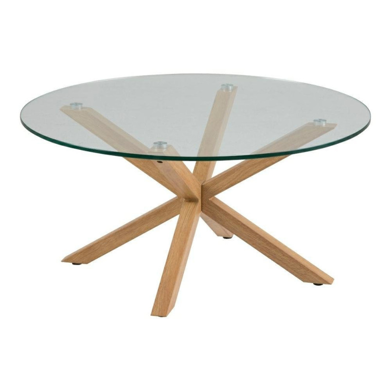 Stolik okrągły szklany Heaven Actona | 82cm | Szkło i dąb