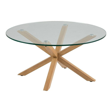 Stolik okrągły szklany Heaven Actona | 82cm | Szkło i dąb