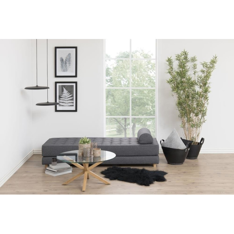 Stolik okrągły szklany Heaven Actona | 82cm | Szkło i dąb