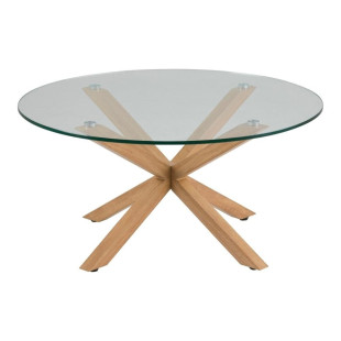 Stolik okrągły szklany Heaven Actona | 82cm | Szkło i dąb