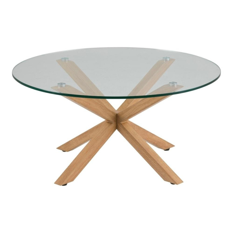 Stolik okrągły szklany Heaven Actona | 82cm | Szkło i dąb