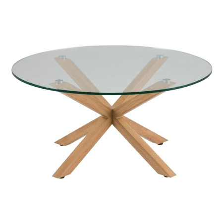 Stolik okrągły szklany Heaven Actona | 82cm | Szkło i dąb