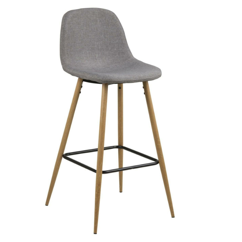 Krzesło barowe Actona Wilma | Szare, H73cm, Dąb - Komfort i Styl