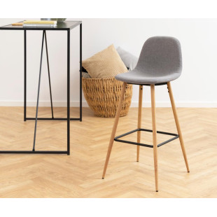 Krzesło barowe Actona Wilma | Szare, H73cm, Dąb - Komfort i Styl