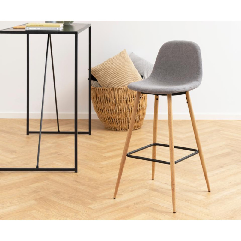 Krzesło barowe Actona Wilma | Szare, H73cm, Dąb - Komfort i Styl