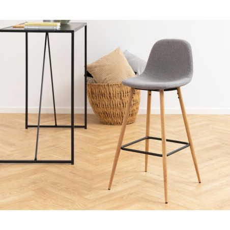 Krzesło barowe Actona Wilma | Szare, H73cm, Dąb - Komfort i Styl