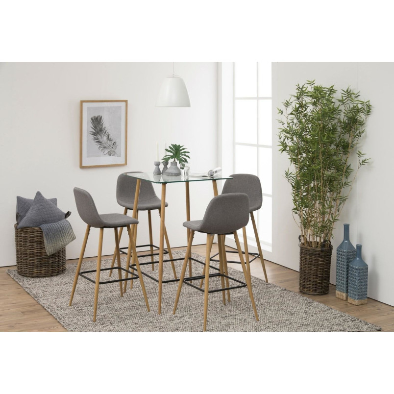 Krzesło barowe Actona Wilma | Szare, H73cm, Dąb - Komfort i Styl
