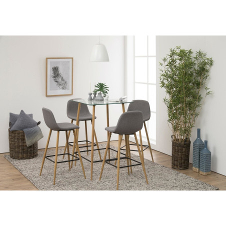 Krzesło barowe Actona Wilma | Szare, H73cm, Dąb - Komfort i Styl
