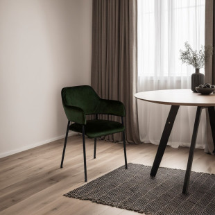 Krzesło welurowe Lima Actona - Zielone, z podłokietnikami | Komfort i styl